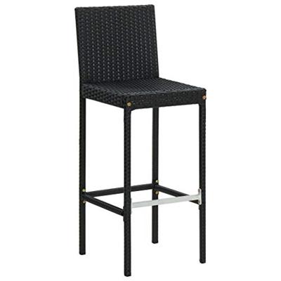 Tuinbarkrukken met kussens 2 st poly rattan zwart