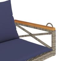 Schommelbank met kussens 109x62x40 cm poly rattan grijs - thumbnail