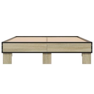 Bedframe bewerkt hout metaal sonoma eikenkleurig 120x200 cm