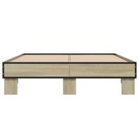 Bedframe bewerkt hout metaal sonoma eikenkleurig 120x200 cm - thumbnail