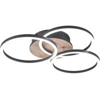 LED Plafondlamp 27W Rond - Aanpasbare Kleur en Bruin MDF Design - thumbnail