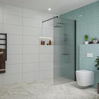 Fortifura Galeria inloopdouche - 90x200cm - ribbelglas - wandarm - mat zwart SW797951/SW797905 - thumbnail