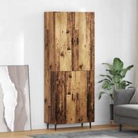 Hoge kast Oud Hout 69,5 x 34 x 180 cm Geengineerd Hout en Glas - thumbnail
