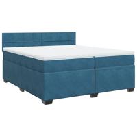 Boxspring met matras fluweel blauw 200x200 cm - thumbnail