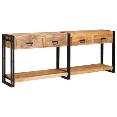 Wandtafel 2 pcs Bruin 200 x 33 x 75 cm Massief ruw mangohout