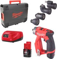 Milwaukee M12 FUEL™ FDDXKIT-202X Accu instalatieboor-/schroefmachine + 4x hulpstukken 12V 2.0Ah in HD-Box - 4933464979 - thumbnail