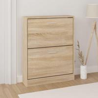 VidaXL Schoenenkast 59x17x81 cm bewerkt hout eikenkleurig - thumbnail