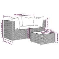 3-delige Loungeset met kussens poly rattan bruin - thumbnail