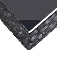 Tuintafel 110x53x72 cm glas en poly rattan zwart - thumbnail