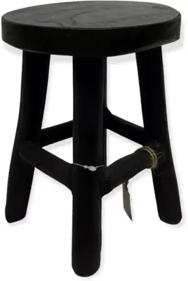 Plantenstandaard kruk teak 17x22cm zwart