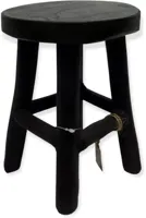 Plantenstandaard kruk teak 17x22cm zwart - thumbnail