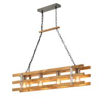 Trio Hanglamp Khan L 100 Cm Hout - Mat Chroom - thumbnail