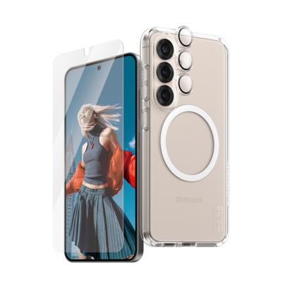 PanzerGlass CARE Flagship 3-in-1 Set (hoesje + beschermglas) Samsung Galaxy S25 Transparant Inductieve lading, Stootbestendig