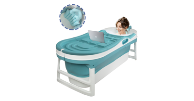 EKEO XL Zitbad Voor Volwassenen - Bath Bucket - 445 L - Wit Blauw