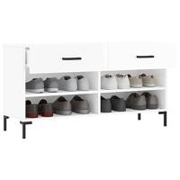 Schoenenbank 102x35x55 cm bewerkt hout hoogglans wit - thumbnail