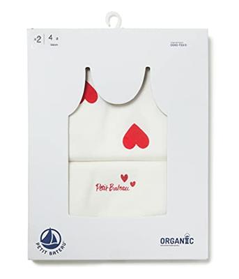 Set van 2 katoenen hartjeshemden voor kleine meisjes - PETIT BATEAU witte hartjes