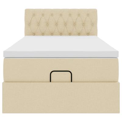 Ottoman bed met matras en LED's 90x190cm stof crèmekleurig