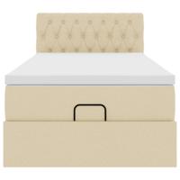 Ottoman bed met matras en LED's 90x190cm stof crèmekleurig - thumbnail