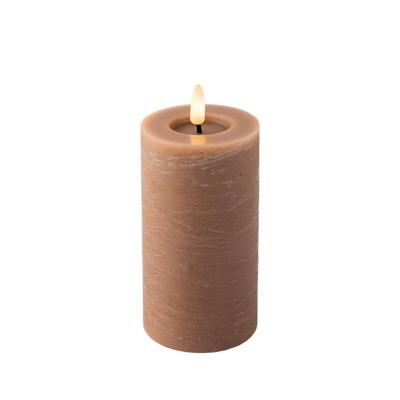 Lumineo LED kaars Licht Bruin/warm wit 7x15cm