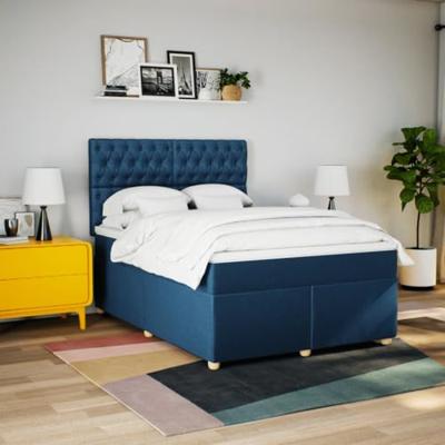 Boxspring met matras stof blauw 160x200 cm