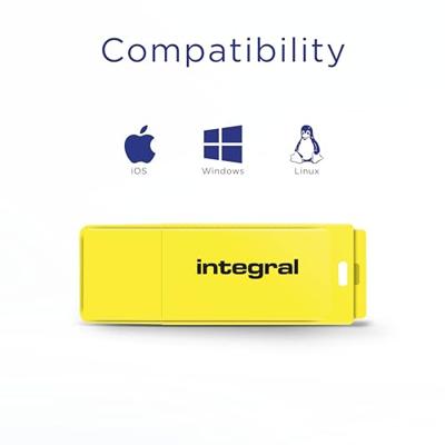 Integral Neon USB 2.0 stick, 32 GB, geel