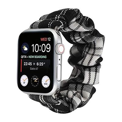 Elastisch scrunchie nylon bandje - Zwart / Wit - Geschikt voor Apple Watch 38mm / 40mm / 41mm / 42mm Elastisch scrunchie nylon bandje - Zwart / Wit - Geschikt voor Apple Watch 38mm / 40mm / 41mm / 42mm