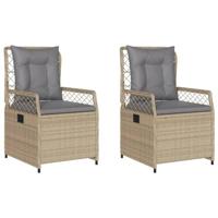 Tuinstoelen 2 st verstelbaar poly rattan beige - thumbnail