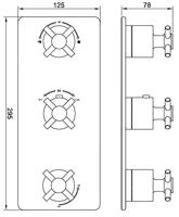 Wiesbaden Cross afbouwdeel inbouwthermostaat 3 weg chroom - thumbnail