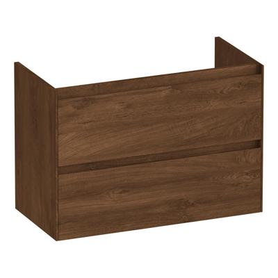 Brauer Inspire - Onderkast Ondiep - 80 cm - met 2 Softclose Lades Greeploos en 1 Sifon Uitsparing - Forest Cacao