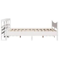 Bedframe met hoofdbord massief grenenhout wit 140x190 cm - thumbnail