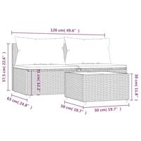 3-delige Loungeset met kussens poly rattan bruin - thumbnail