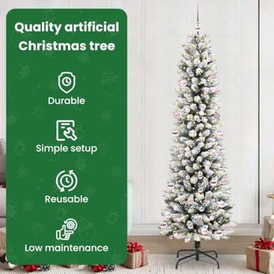 Kunstkerstboom met 300 LED Wit 240 cm PVC en Metaal en Plastic