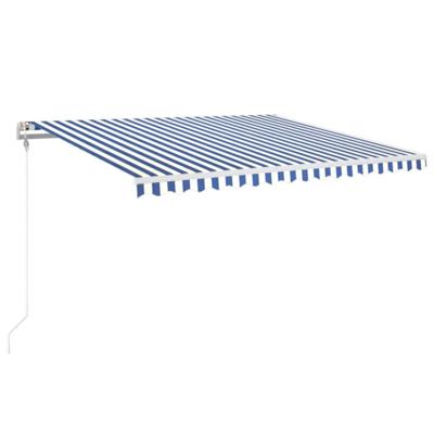 Luifel automatisch met LED en windsensor 400x350 cm blauw wit