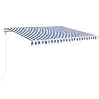 Luifel automatisch met LED en windsensor 400x350 cm blauw wit - thumbnail