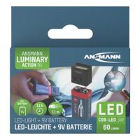 Ansmann 1600-0714 ANSMANN COB LED Mini-Leuchte betrieben durch 9V Batterie Handlamp COB LED werkt op batterijen 3 W 60 lm - thumbnail