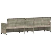 Tuinbank 5-zits met kussens poly rattan lichtgrijs - thumbnail