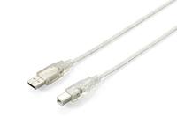 Equip USB 2.0 kabel USB aansluitkabel (A/stekker - B/stekker 3,0 m) zilver - thumbnail