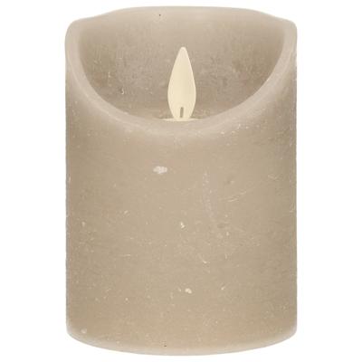 LED Rustiek stompkaars taupe 7,5x10cm