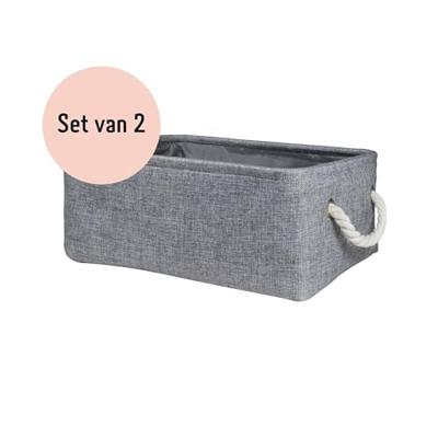 QUVIO Opbergmand met handvaten van touw - Grijs - Set van 2