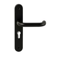 Hardbrass Deurkruk Stockholm op ovaal langschild profielcilindergat 55mm - zwart - thumbnail