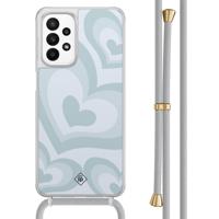 Samsung Galaxy A23 hoesje met koord - Hart swirl blauw - thumbnail