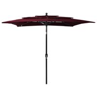 Parasol 3-laags met aluminium paal 2,5x2,5 m bordeauxrood - thumbnail