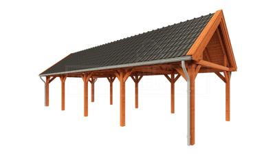 Trendhout Overkapping Zadeldak XL 1217x440 cm- Zadeldak- Onbehandeld lariks Douglas hout- Trendhout