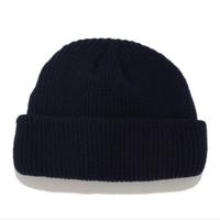 Effen kleuren korte winter brei Skullcap voor mannen/vrouwen maat: M (56-58cm) (Navy) - thumbnail