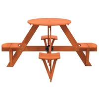 Picknicktafel voor 4 kinderen met parasolgat rond vurenhout - thumbnail