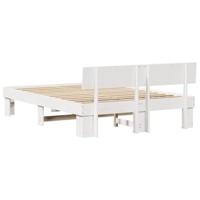 Bedframe met hoofdeinde Wit 160 x 200 cm Massief grenenhout - thumbnail