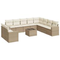 11-delige Tuinset met kussens poly rattan beige - thumbnail