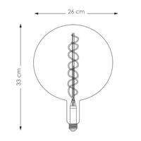 Edison Vintage LED filament lichtbron Spiraal - Rook - G260 Global - Retro LED lamp - 26/26/33cm - geschikt voor E27 fitting - Dimbaar - 6W 180lm 1800K - warm wit licht - thumbnail