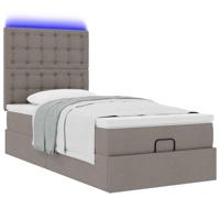 Ottoman bed met matras en LED's 120x200cm stof taupe - thumbnail