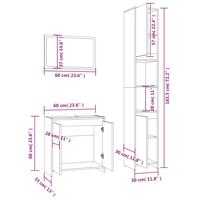 3-delige Badkamermeubelset bewerkt hout gerookt eikenkleurig - thumbnail
